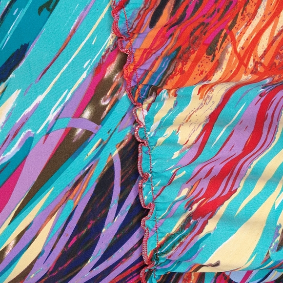 Multi-Color Sleeveless Tiered Long Dress Size: L - Picture 9 of 10